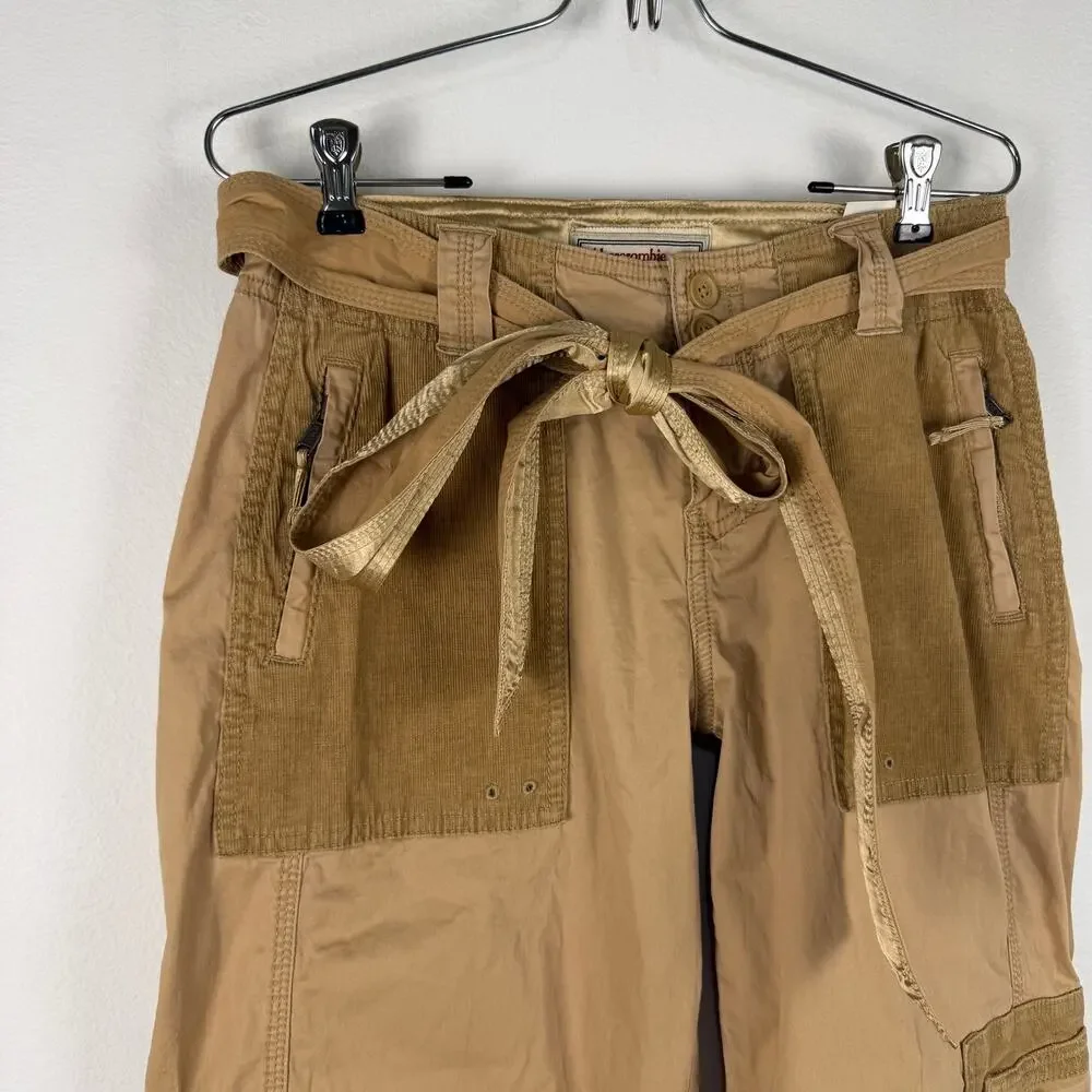 NWT Abercrombie & Fitch Khaki Corduroy Baggy Adjustable Cargo Pants Size 26 LONG - Picture 5 of 13